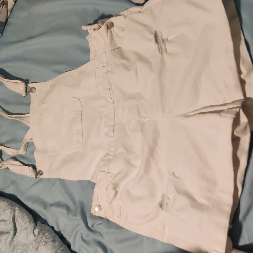 White Women's Overall Shorts